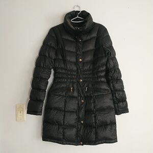Michael Kors Packable Down Puffer Jacket Womens S Black Quilted Full Zip Long